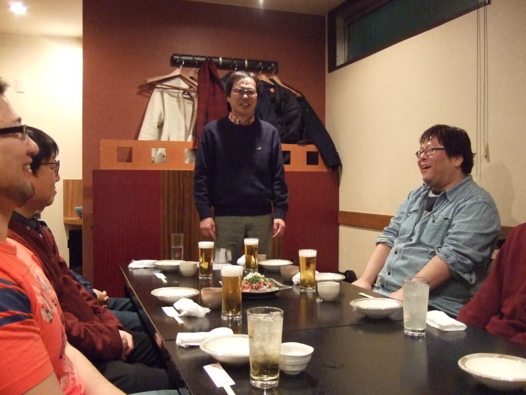 社長の挨拶で忘年会の始まりです。